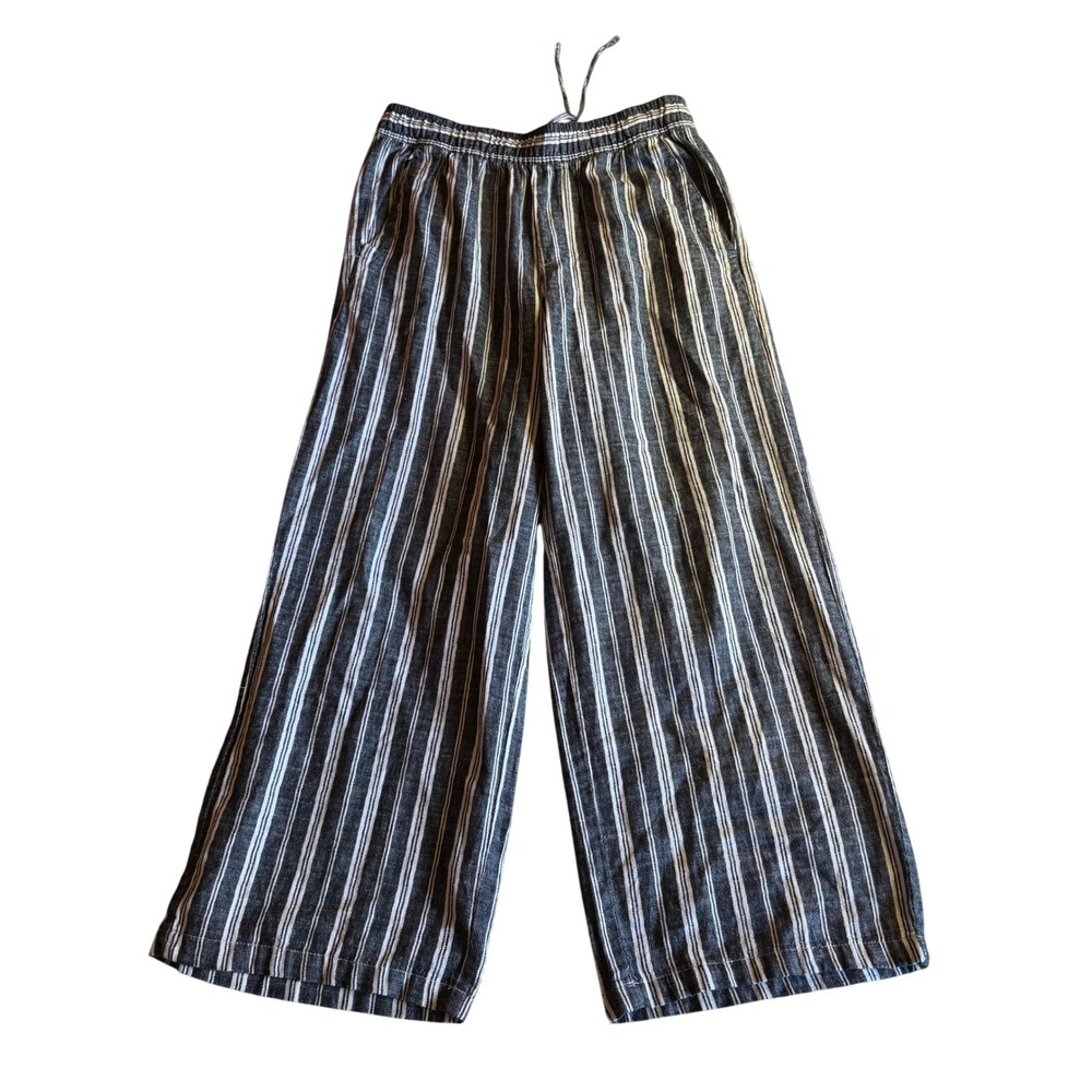 Women's Old Navy Linen Blend High Rise Wide Leg Pants, Blue Stripes, Size‎ M